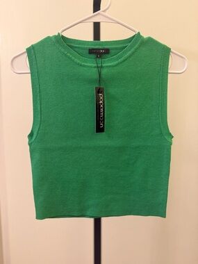 Papermoon Bright Green Cropped Sleeveless Knit Tank